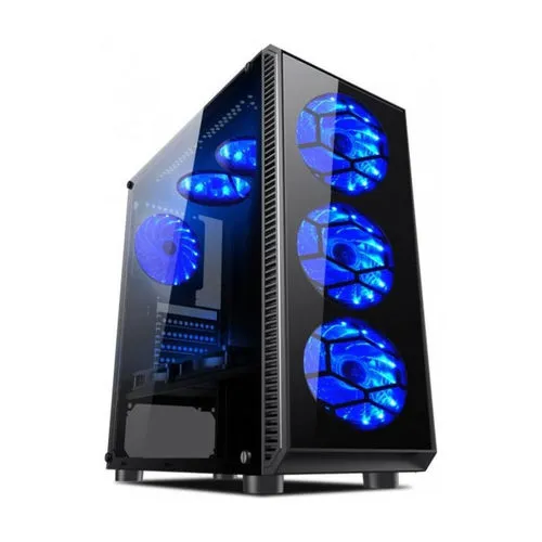 Caja Semitorre/atx L-link Avatar S/fuente Usb3.0 Negra LED Azul C/ventana C/ventiladores