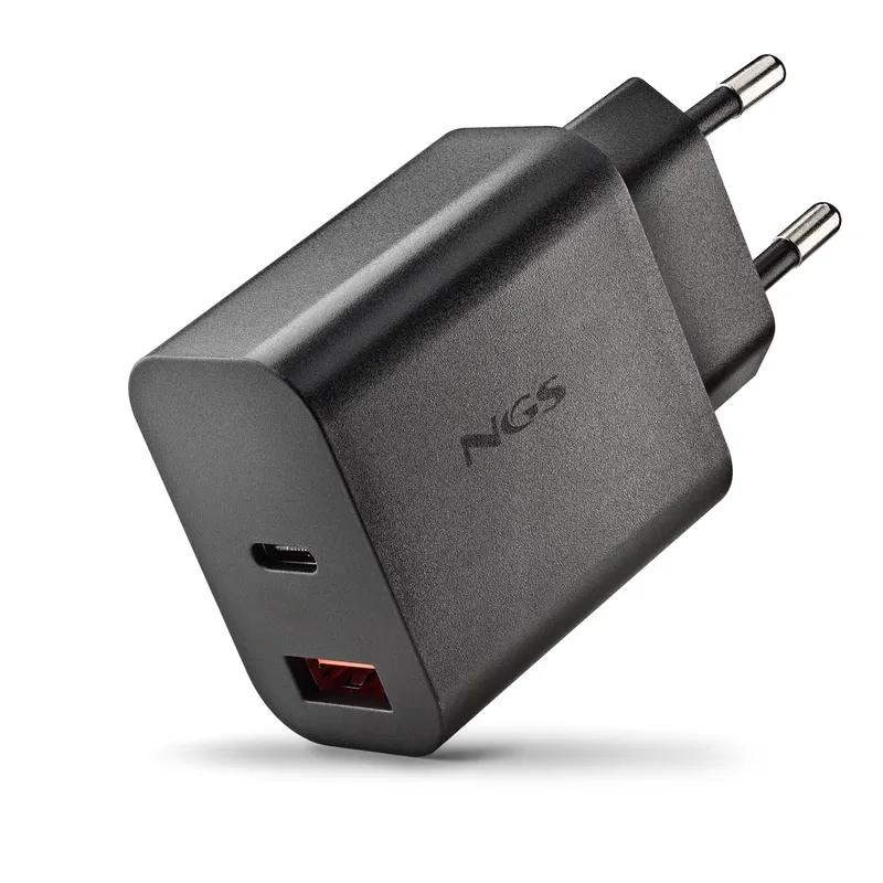 Cargador NGS DE Pared Ultrarrapido DE 20W CON 2 Puertos Usb-c + Usb-a