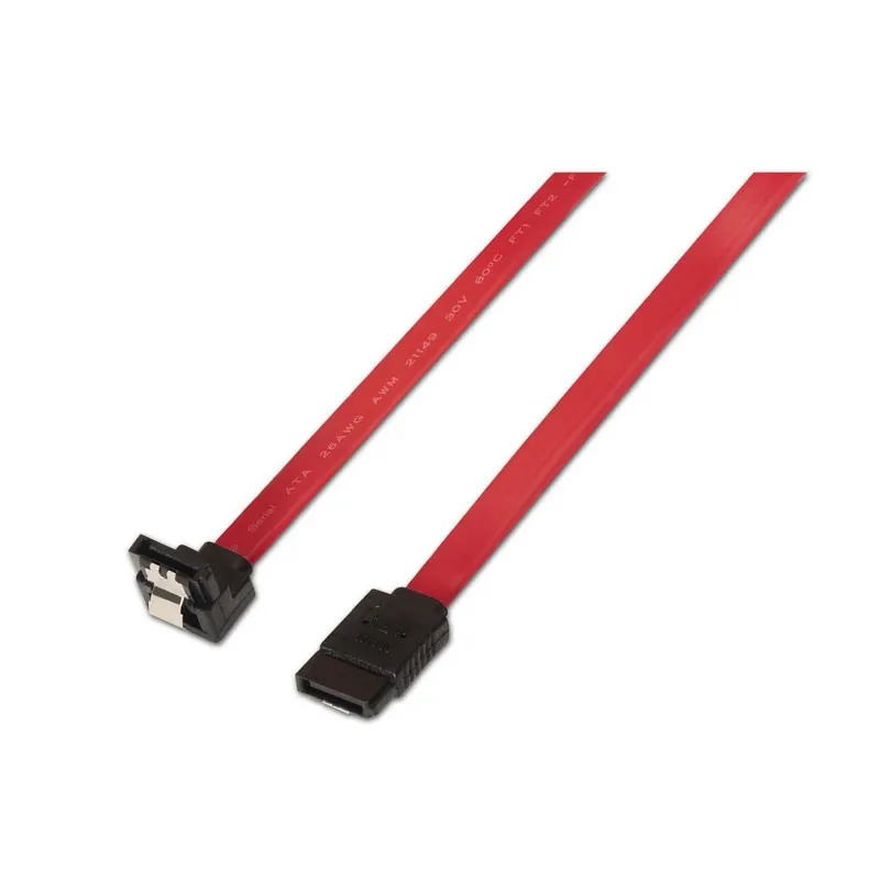 Cable SATA III Datos 6G Datos Acodado CON Anclajes Rojo 0.5m Aisens A130-0156