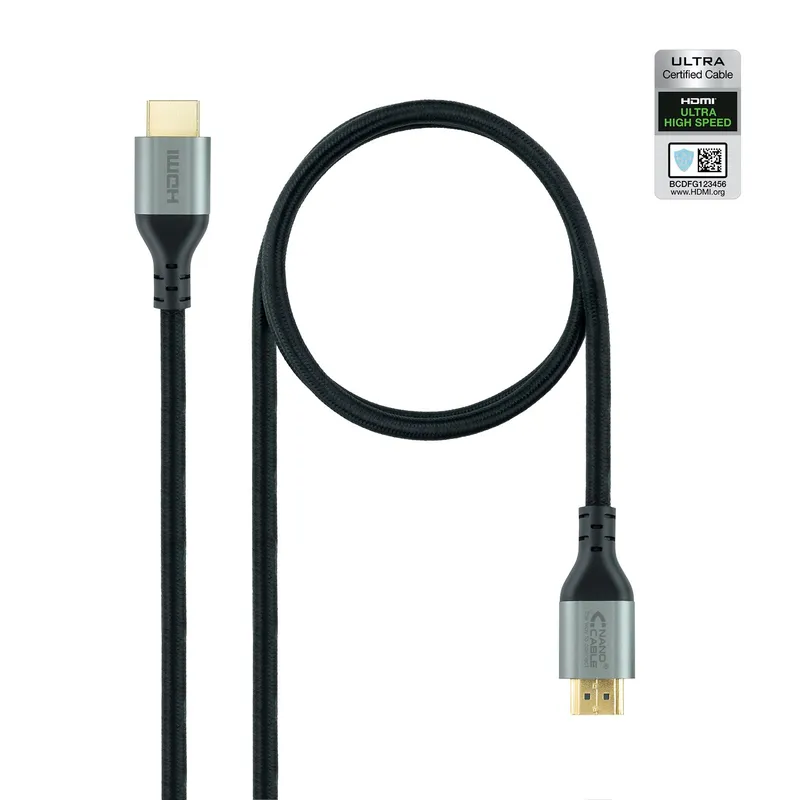Cable HDMI 2.1 Certificado ULTRA HS M-M Negro 1.5m Nanocable 10.15.8101-l150