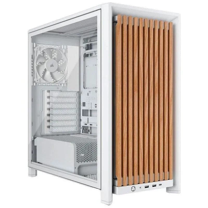 Caja ATX Semitorre Corsair Frame 4000D RS Wood Cristal Templado Blanca-roble
