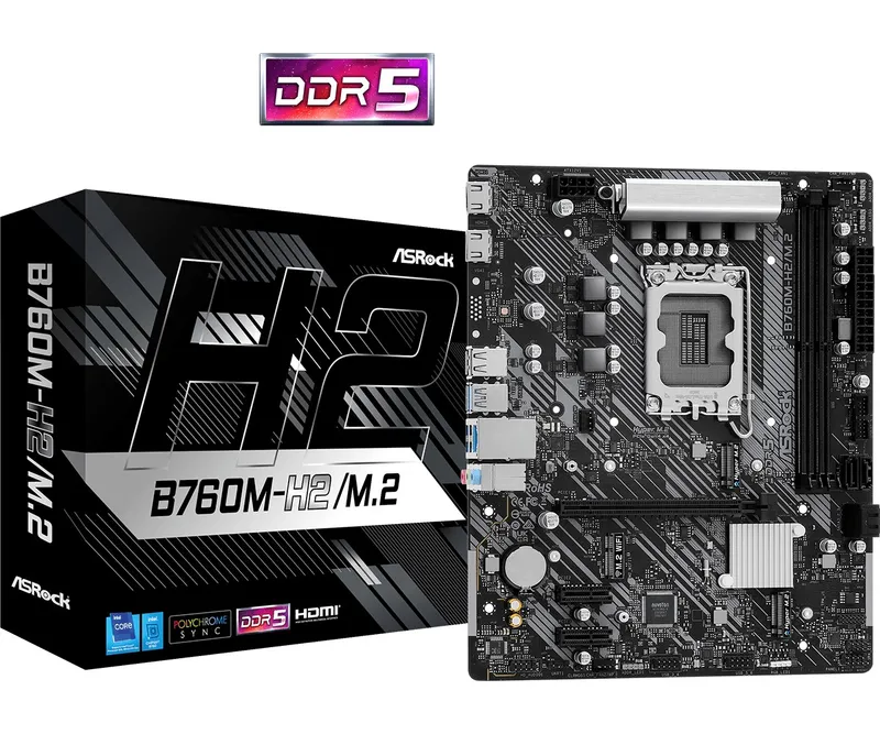 Pb S1700 Asrock B760m-h2/m.2 2ddr5 PCIE LAN 4sata3 M2 HDMI Matx