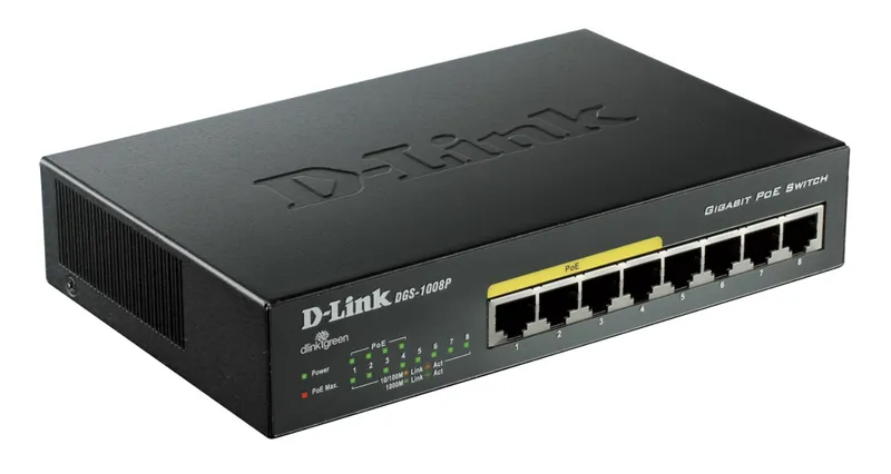 SWITCH D-LINK 8P DGS-1008P/E 10/100/1000 4P PoE SOHO
