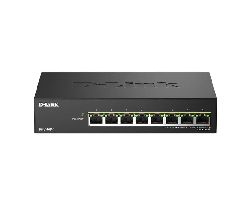 Switch D-link 8P Dms-108p/e 2.5g/multigig POE Unmanaged Metal