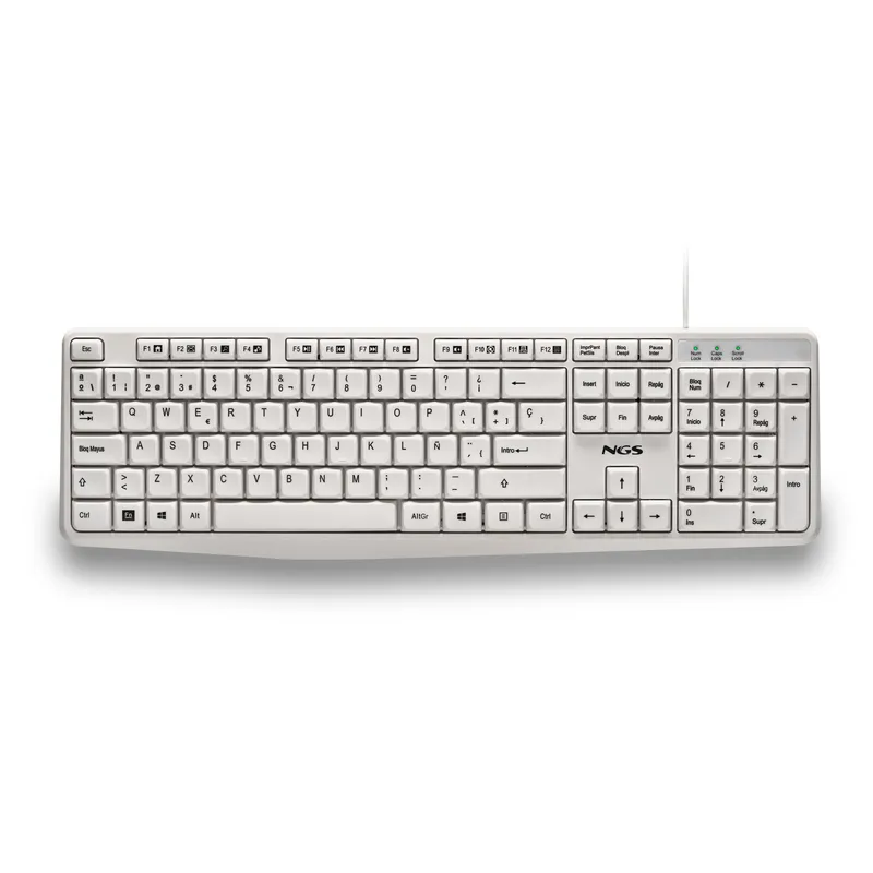Teclado NGS Heritage USB 12 Teclas Multimedia Blanco