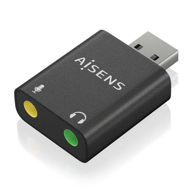 CONVERSOR USB-A A AUDIO 48KHz USB-A-M-2xJACK 3.5 H NEGRO AISENS A106-0768 - foto 2