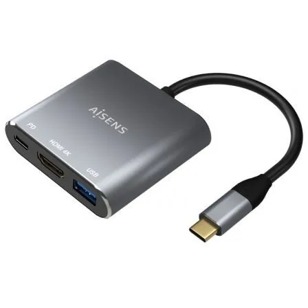 Conversor Usb-c A Hdmi/usb-c/tipo A USB 3.0 3 EN 1 Gris 15 CM Aisens A109-0669