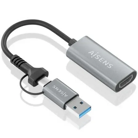 Conversor Usb-a+usb-c A HDMI Usb-am+usb-cm-hdmih ALU Gris 15CM Aisens A109-0913