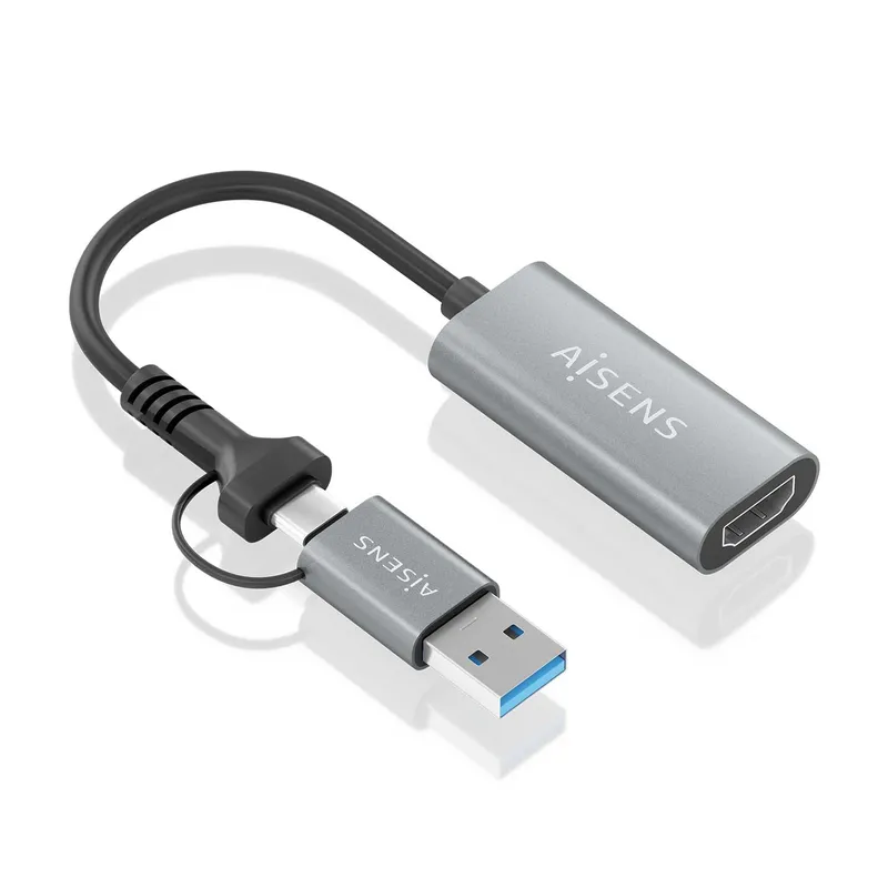 Conversor Usb-a+usb-c A HDMI Usb-am+usb-cm-hdmih ALU Gris 15CM Aisens A109-0913 - foto 2