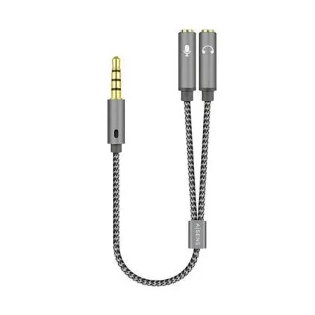 Adaptador Audio Jack 3.5 4PIN M-2xjack 3.5 3PIN H Gris 25CM Aisens A128-0415