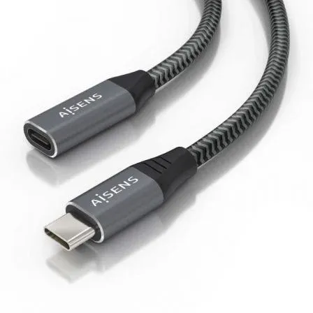 CABLE USB 3.2 GEN2x2 ALU 8K30HZ 5A 100W USB-C-M-C-H GRIS 0.5M AISENS A107-0760
