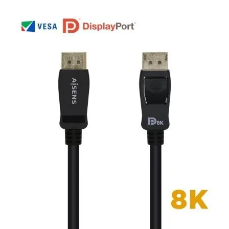 Cable Displayport Certificado V1.4 8K 60HZ Dpm-dpm Negro 2.0m Aisens A149-0432