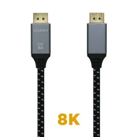 Cable Displayport V1.4 8K 60HZ Dpm-dpm Gris Negro 2.0m Aisens A149-0437