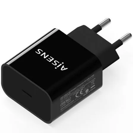 CARGADOR USB-C PD3.0 1 PUERTO 1xUSB-C 20W NEGRO AISENS A110-0538