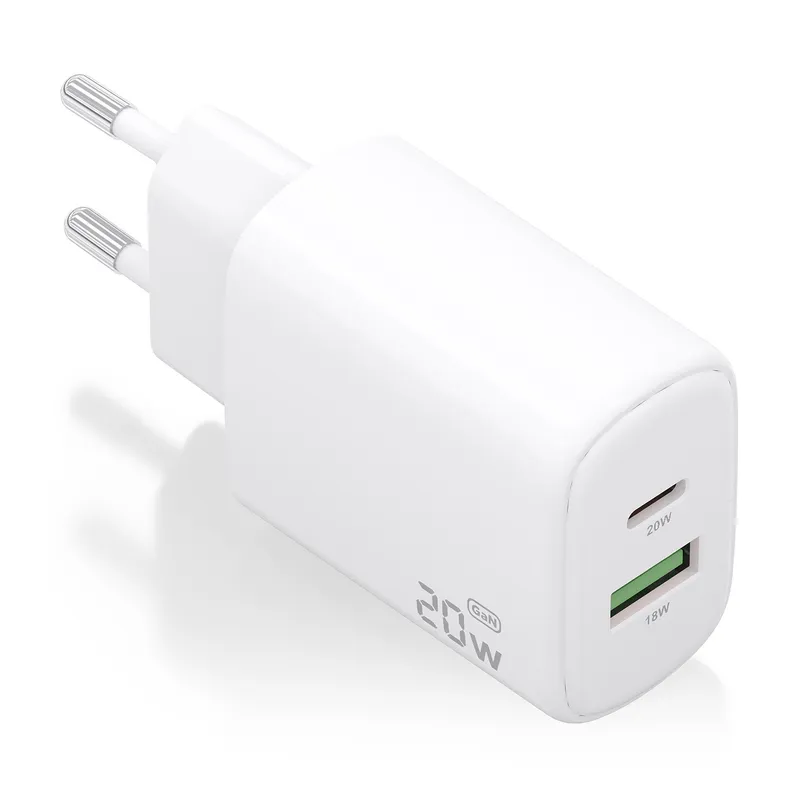 CARGADOR GaN 20W 1xUSB-C PD3.0 1xUSB-A QC3.0 BLANCO AISENS A110-0909 - foto 2