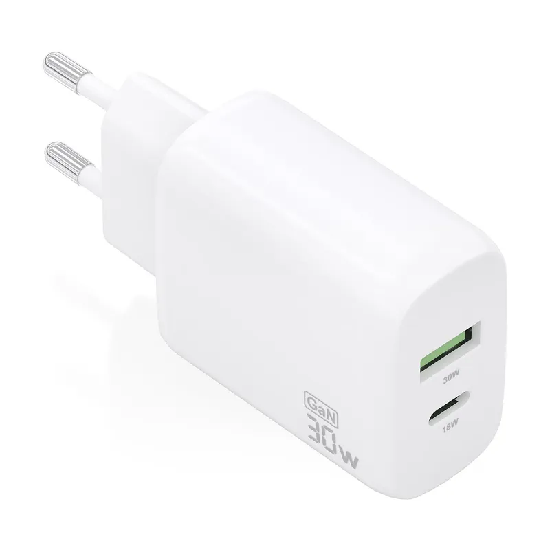 CARGADOR GAN 30W 1xUSB-C PD3.0 QC4.0 1xUSB-A QC3.0 BLANCO AISENS A110-0923 - foto 2