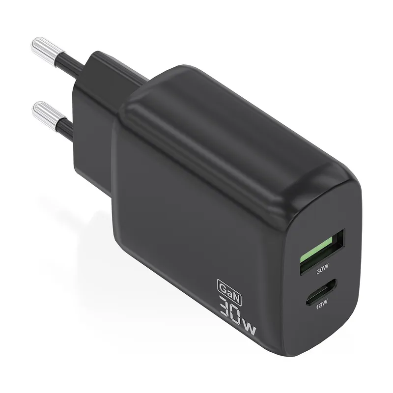 CARGADOR GAN 30W 1xUSB-C PD3.0 QC4.0 1xUSB-A QC3.0 NEGRO AISENS A110-0924 - foto 2