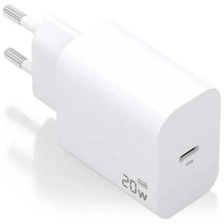 Cargador de Pared GaN Aisens A110-0938/ 1xUSB Tipo-C/ 20W/ Blanco