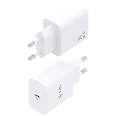 Cargador de Pared GaN Aisens A110-0938/ 1xUSB Tipo-C/ 20W/ Blanco - foto 2