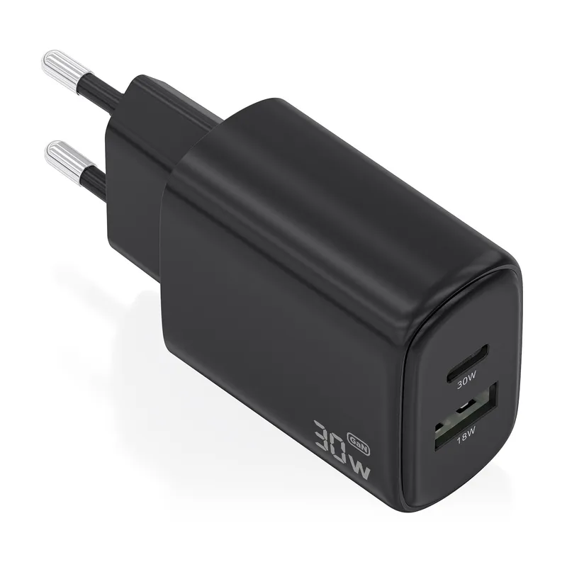 CARGADOR GaN 30W 1xUSB-C PD3.0 QC4.0 1xUSB-A QC3.0 NEGRO AISENS A110-0978 - foto 2