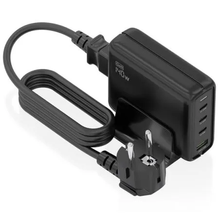 CARGADOR SOBREMESA GaN 140W 3USB-C PD3.1 USBA QC3 NEGRO AISENS ASCH-140W4P056-BK