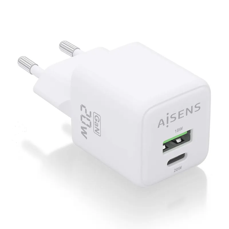 CARGADOR GaN 20W 1xUSB-C PD3.0 QC4.0 1xUSB-A QC3.0 BLANCO AISENS ASCH-20W2P010-W