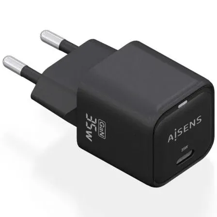 CARGADOR GaN 35W 1xUSB-C PD3.0 QC4.0 NEGRO AISENS ASCH-35W1P023-BK