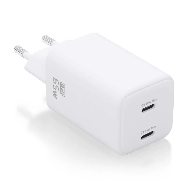 CARGADOR GAN 65W 2xUSB-C PD3.0 QC4.0 BLANCO AISENS ASCH-65W2P039-W - foto 2