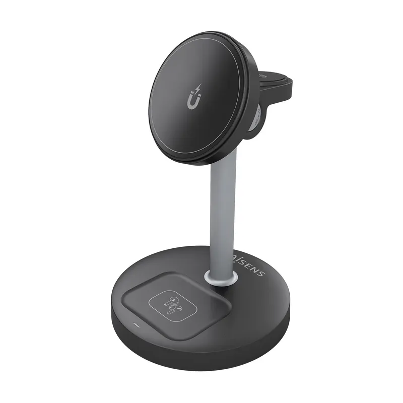 Cargador Inalam 3 EN 1 Movil Apple Watch Auricula Negro Aisens Asch-15w3wc066-bk - foto 2