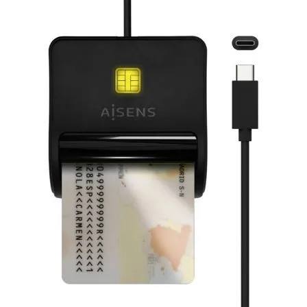 Lector Tarjeta Inteligente DNI Usb-c Negro Aisens Ascr-sn03c-bk