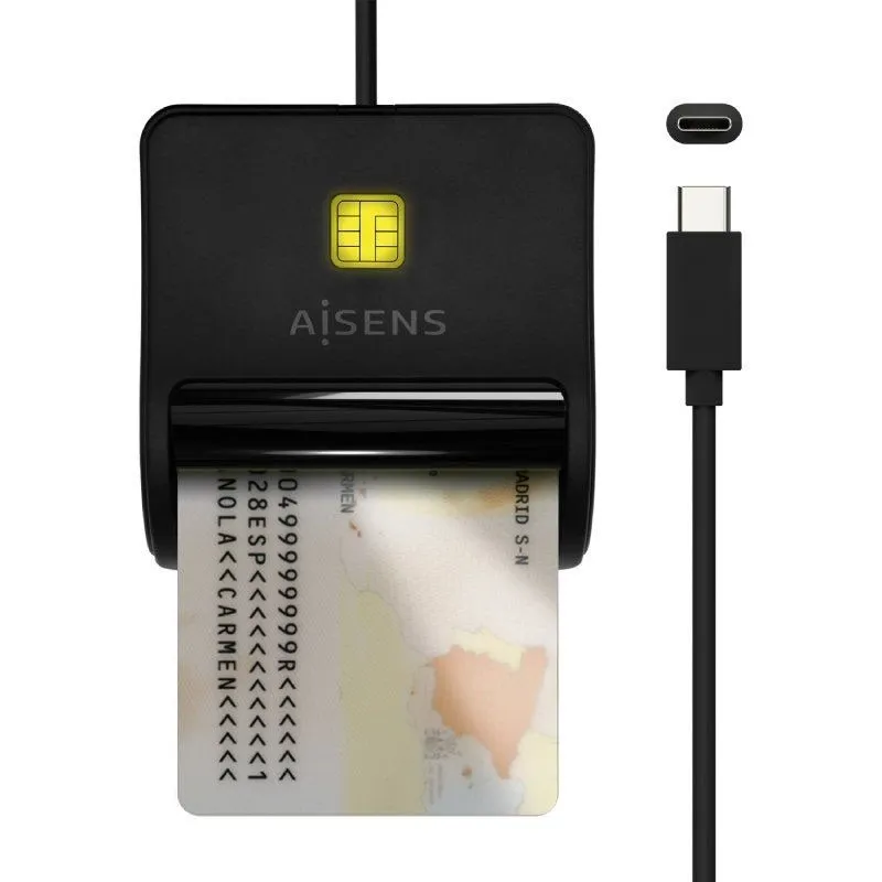 Lector Tarjeta Inteligente DNI Usb-c Negro Aisens Ascr-sn03c-bk - foto 2