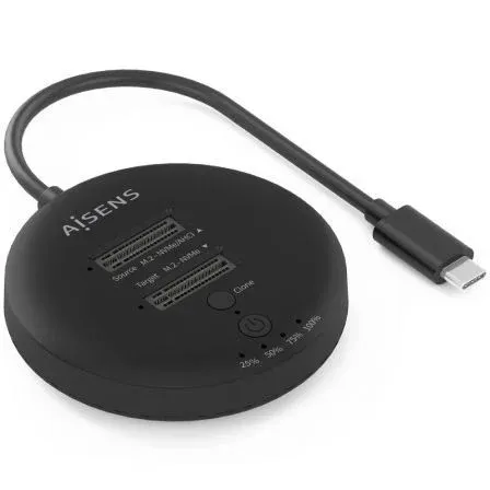 DOCKING DOBLE BAHIA M.2 NVMe A USB 3.2 GEN2x2 CLONE NEGRO AISENS ASDS-2M2N05-BK