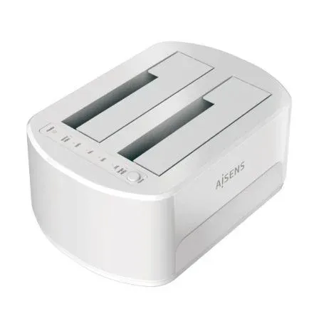 Docking Doble Bahia SATA 2.5 3.5 USB 3.0 3.1 Gen1 Clone Blanca Aisens Asds-d02w