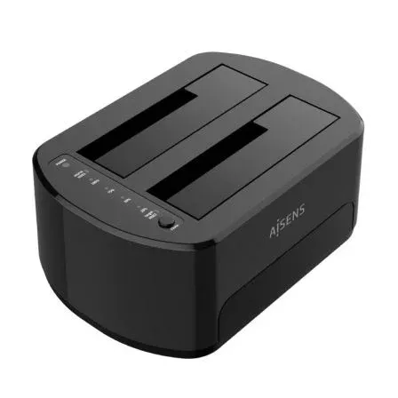 Docking Doble Bahia SATA 2.5 3.5 USB 3.0 3.1 Gen1 Clone Negro Aisens Asds-d03b