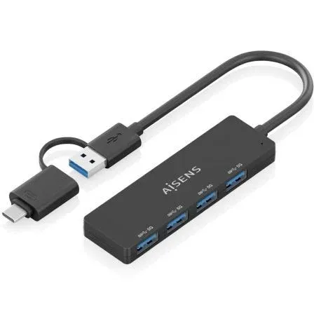 Hub USB 3.1 Usb-cm A Usb-am 4 Usb-ah Negro 15CM Aisens A109-0987