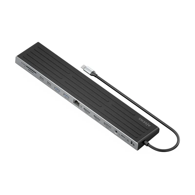 Dock Aisens Usbc 2HDMI DP RJ45 3USBA 2USBC PD SD Audio Kensington Asuc-13p042-gr - foto 2