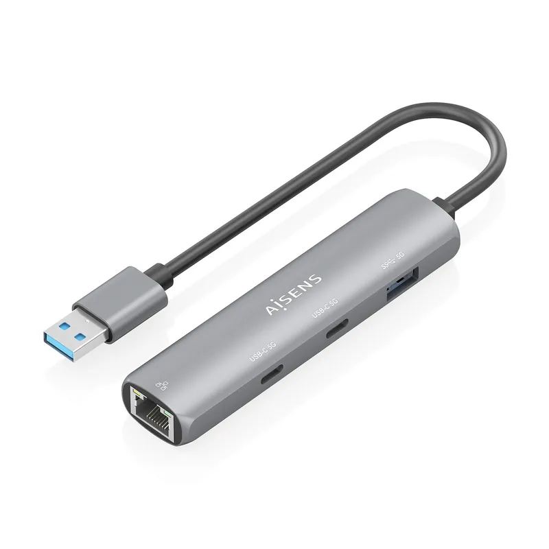 Dock Aisens Usb-a 3.0 A Ethernet Gigabit HUB 2USBC 1USBA Gris 15CM Asuc-4p036-gr