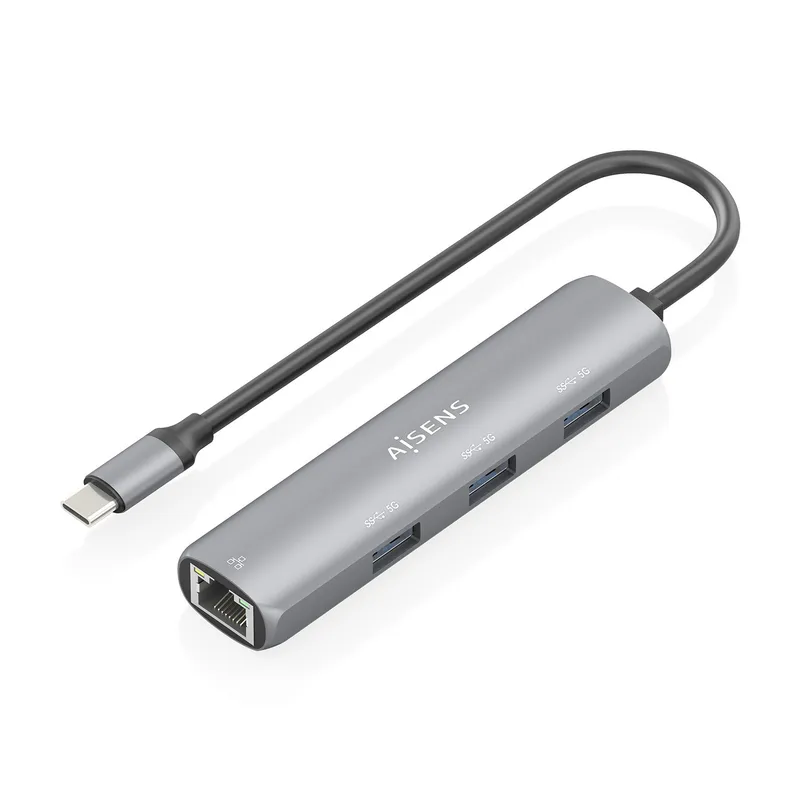 Dock Aisens Usb-c A Ethernet Gigabit HUB 3 Usb-a Gris 15CM Asuc-4p038-gr - foto 2