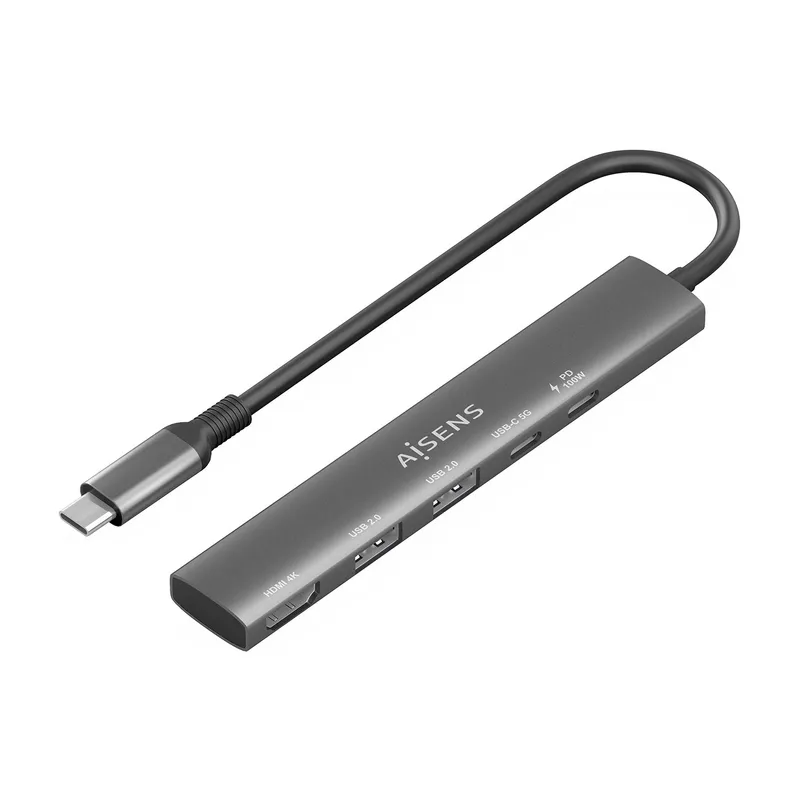 Dock Aisens 5 EN 1 Usb-c A 1HDMI 2usb-a 1usb-c 1usb-c PD Gris 15CM Asuc-5p022-gr - foto 2
