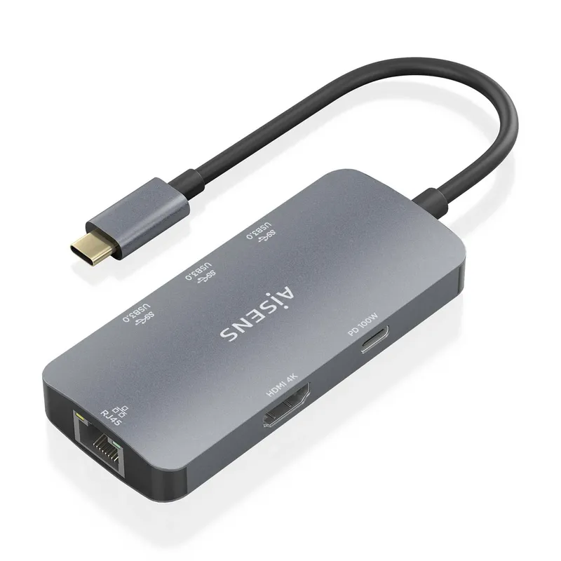 Dock Aisens Usb-c 6 EN 1 Usb-c A Hdmi-rj45-3usba-usbc PD Gris 15CM Asuc-6p019-gr - foto 2