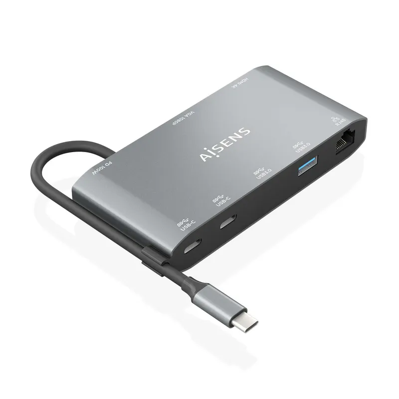 Dock Aisens 8 EN 1 Usb-c A Hdmi-vga-rj45-2usba-2usbc-usbc PD 20CM Asuc-8p010-gr - foto 2