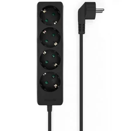 REGLETA 4 SALIDAS AISENS SIN INTERRUPTOR CON CABLE 3x1.5MM2 NEGRO 1.4M A154-0534