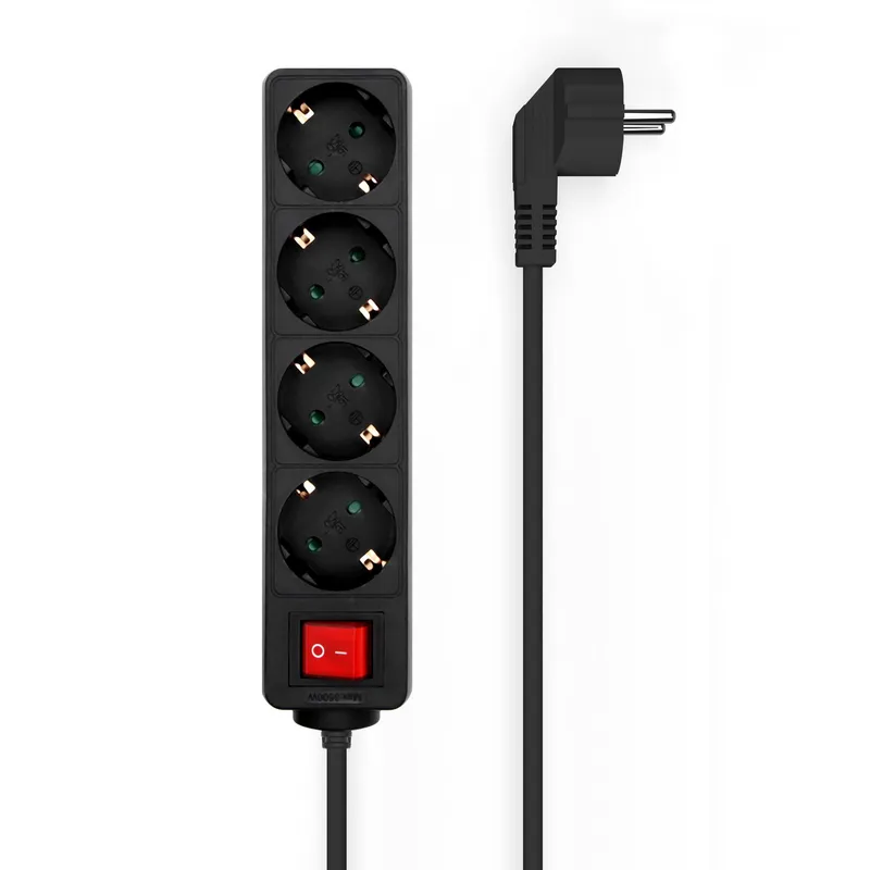 REGLETA 4 SALIDAS CON INTERRUPTOR CABLE 3x1.5MM2 NEGRO 1.4M AISENS A154-0650 - foto 2