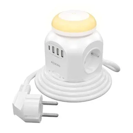 REGLETA 4 SALIDA 1xUSB-C 3xUSB-A LUZ NOCTURNA 1.8M BLANCO AISENS ASPS-3A1CL01-W