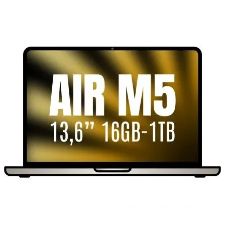 Apple Macbook Air 13,6"/ M5 10-Core CPU/ 16GB/ 1TB Disco Sólido SSD/ 10-Core GPU/ Blanco Estrella