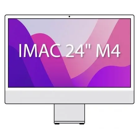 Apple iMac 24" Retina 4,5K / M4 10-Core CPU/ 16Gb/ 256Gb Disco Sólido SSD/ 10-Core GPU/ Cristal Nanotexturizado/ Plata