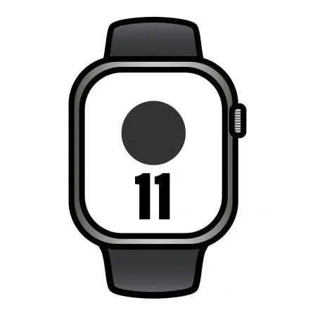 Apple Watch Series 11/ GPS/ Cellular/ 42mm/ Titanio Natural/ Correa Deportiva Negra (M/L)
