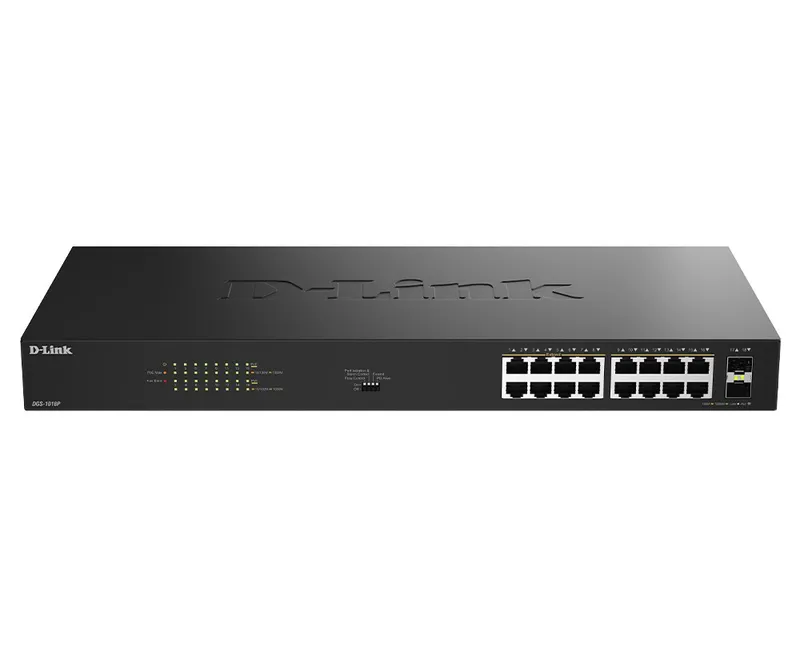 Switch D-link 16P DGS 1018p/e GE Poe(30w) + 2 Ports SFP Unmanaged 240W - foto 2