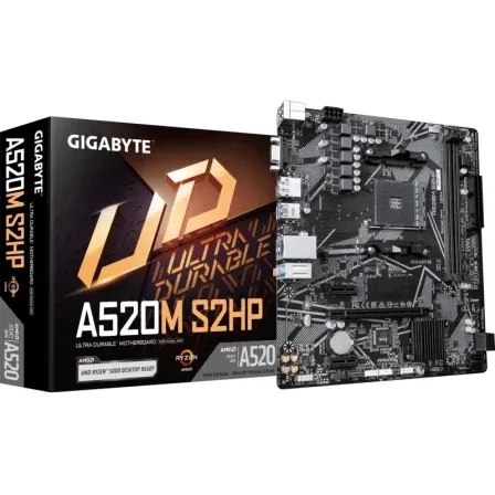 Pb AMD Sam4 Gigabyte A520m S2hp 2ddr4 PCIE 4SATA HDMI VGA DP Usb32 2usb2 M2 Matx