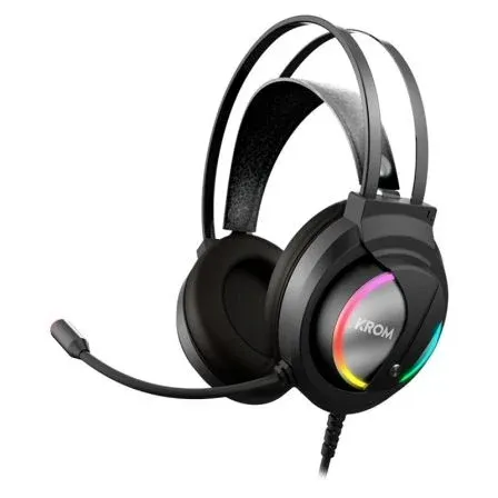 Auricular Krom Kappa Gaming Stereo Microfono Negro RGB